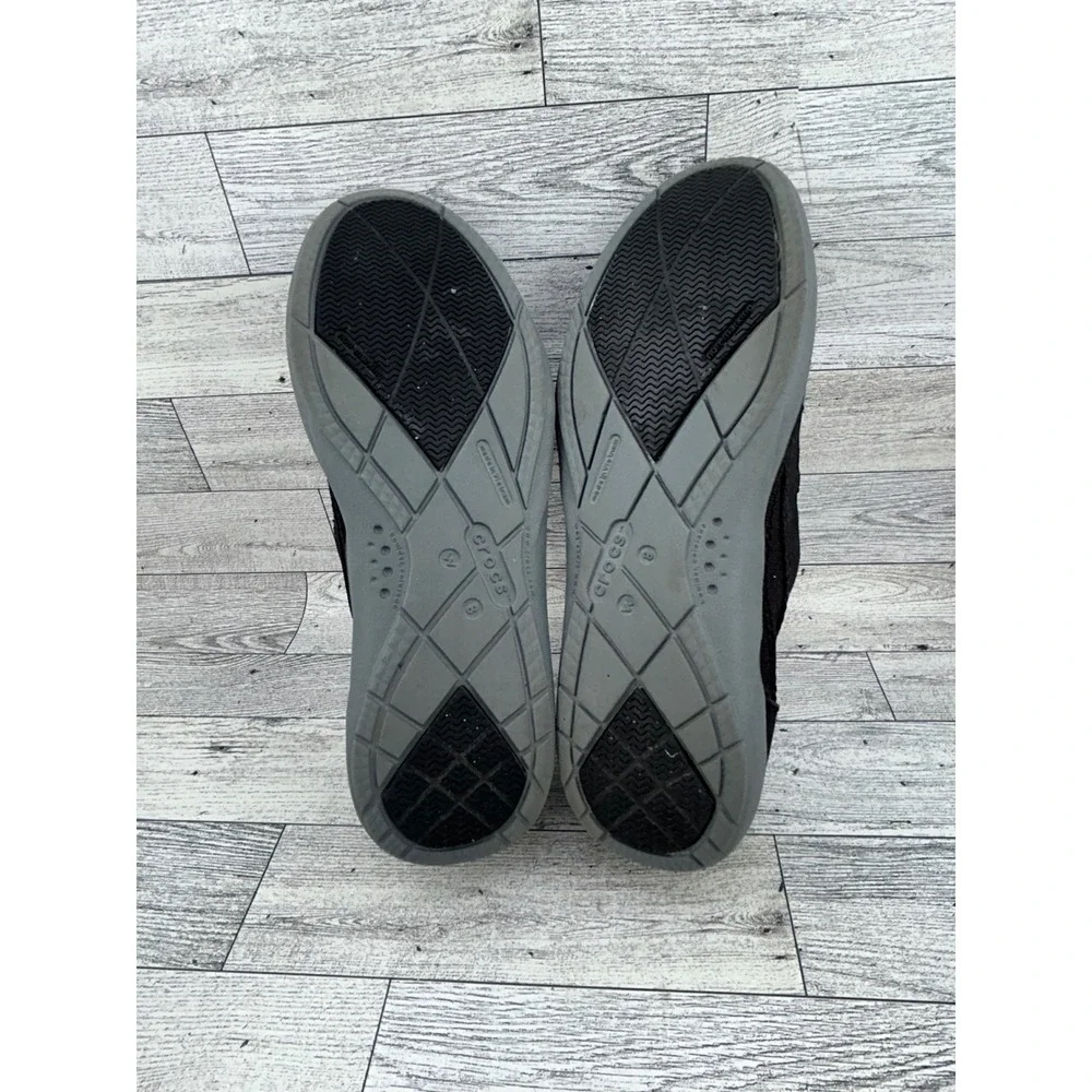 Crocs Santa Cruz Women Loafers Black Canvas Slip On Shoes Size 8 Moc Toe